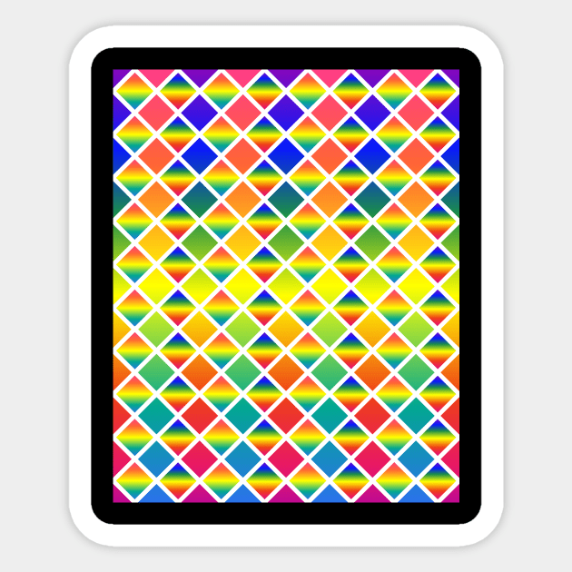 Dark and Light Rainbows (Diamond Checkered) Sticker by Aqua Juan